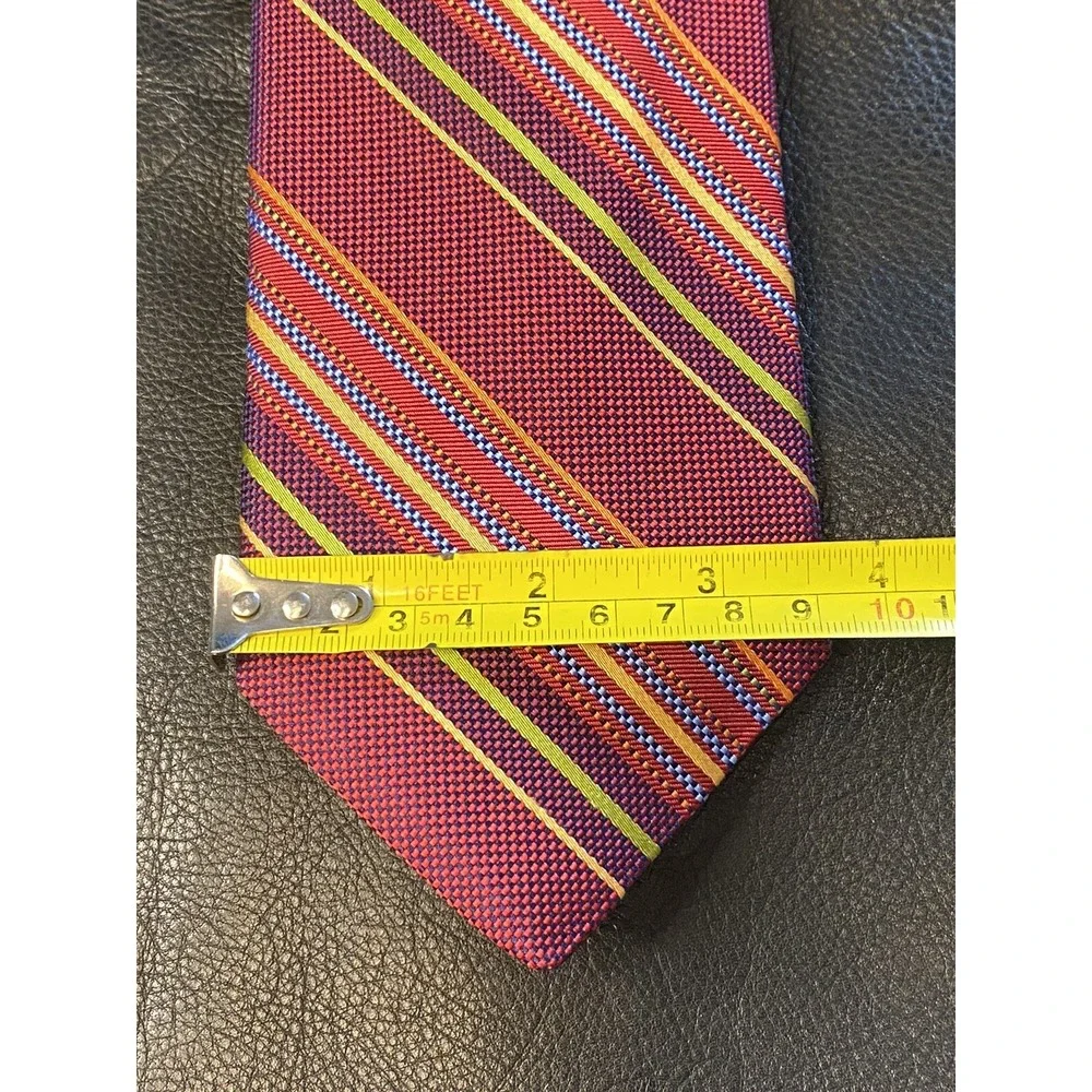 De Dinno Red Stripe Tie Classic Lawyer Interview Christmas Valentine Silk/Cotton